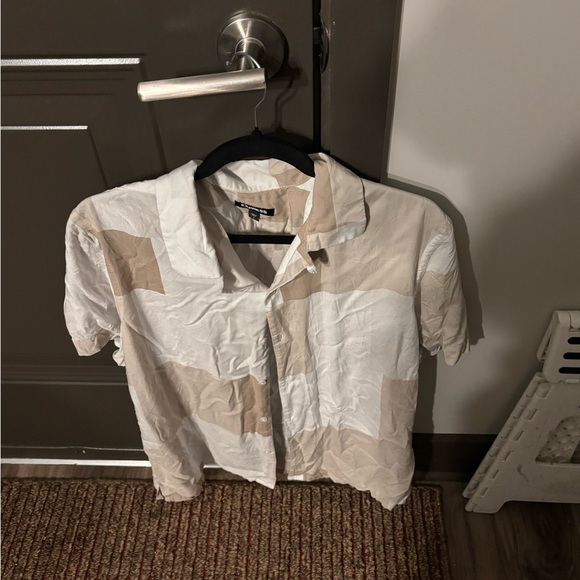 Other - Neutral Block Print Short-Sleeve Button-Up Shirt